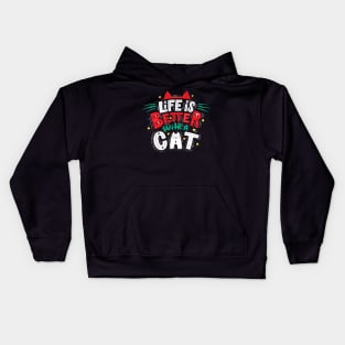 Life is Better with a Cat Cute Colorful Cat Lovers Kids Hoodie